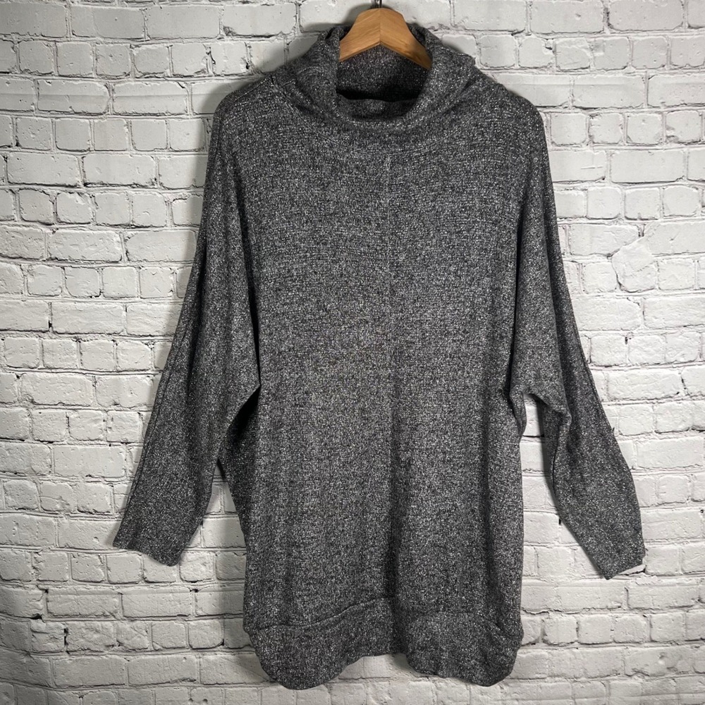 Lane Bryant Womens Size 18/20 Gray Career Metallic Cowl Neck Tunic Sweater